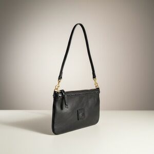 Dooney & Bourke Black Leather Wristlet Clutch Zip Mini Bag